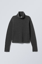 Dark Grey - Ayla Knitted Turtleneck - 0