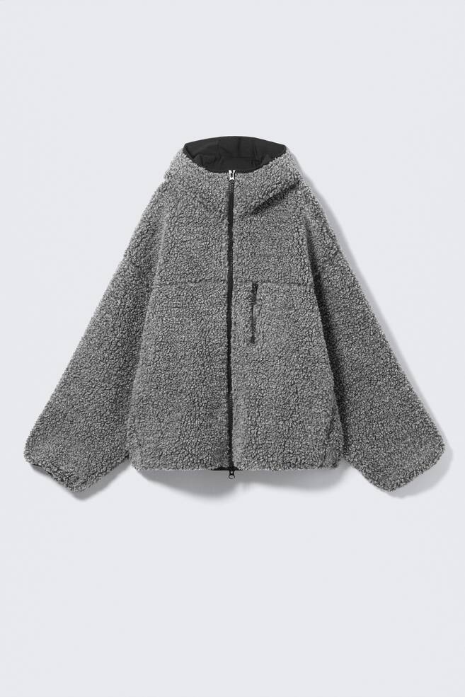 Oversized Zip-Hoodie aus Fleece - Dunkelgrau meliert - 1