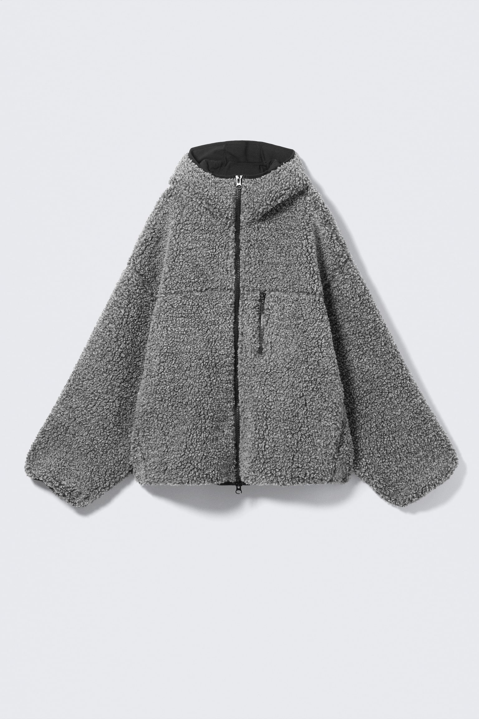 Oversized Zip-Hoodie aus Fleece - Dunkelgrau meliert - 2