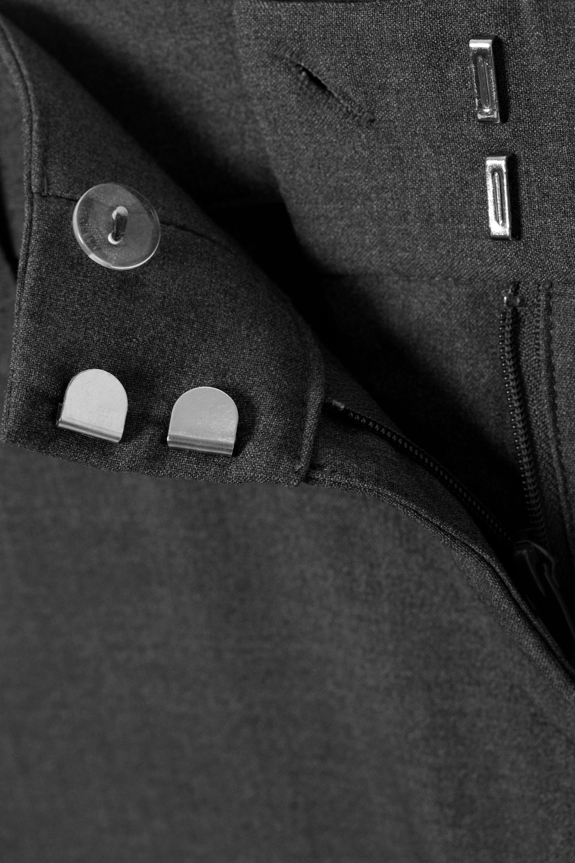 Dark Grey Melange - Low-Rise Flared Suiting Trousers - 3