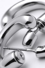 Grey Silver - Wave mini hoops - 2