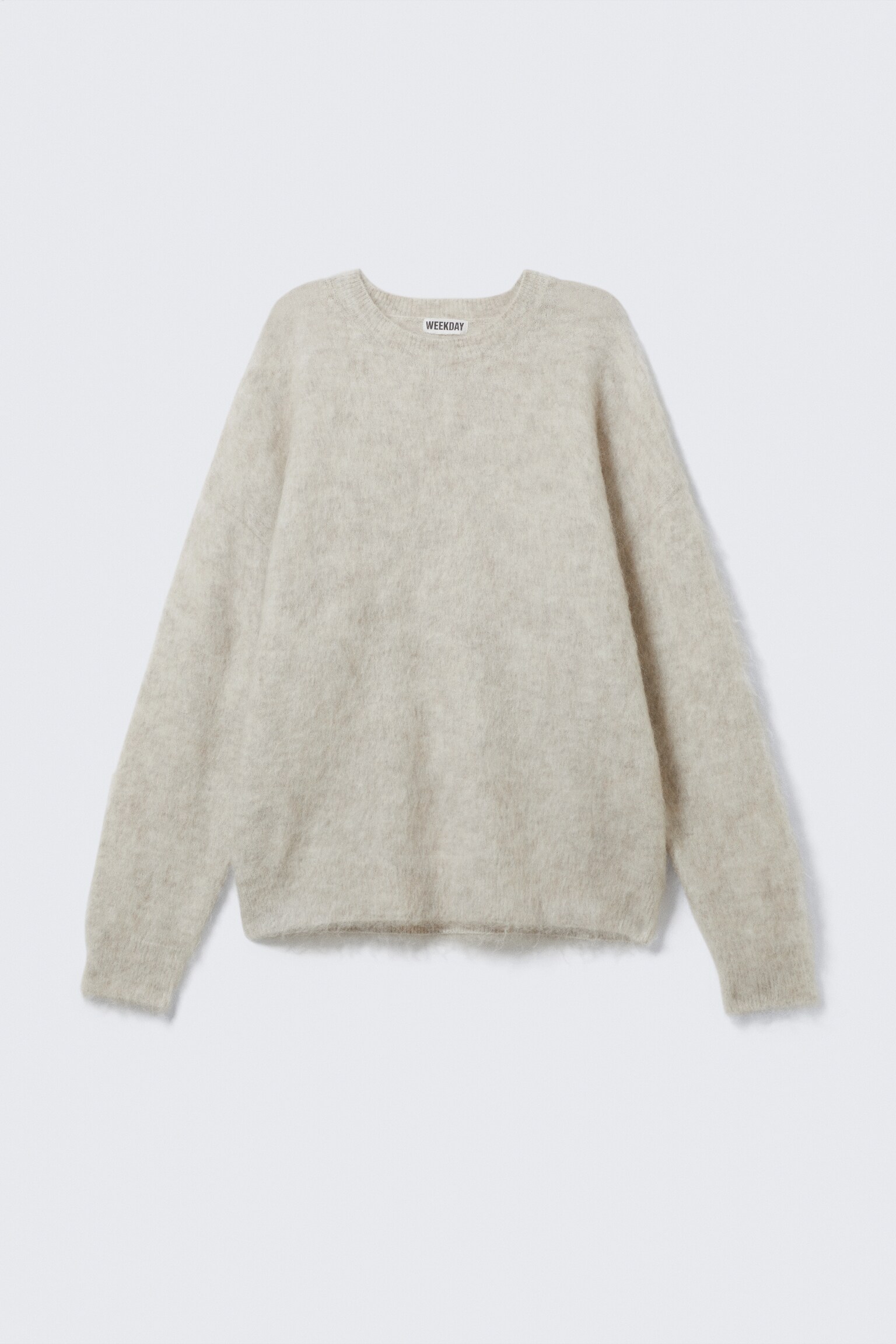 Oversized Knitted Mohair Blend Sweater - Beige/Dark Green/Brown - 2