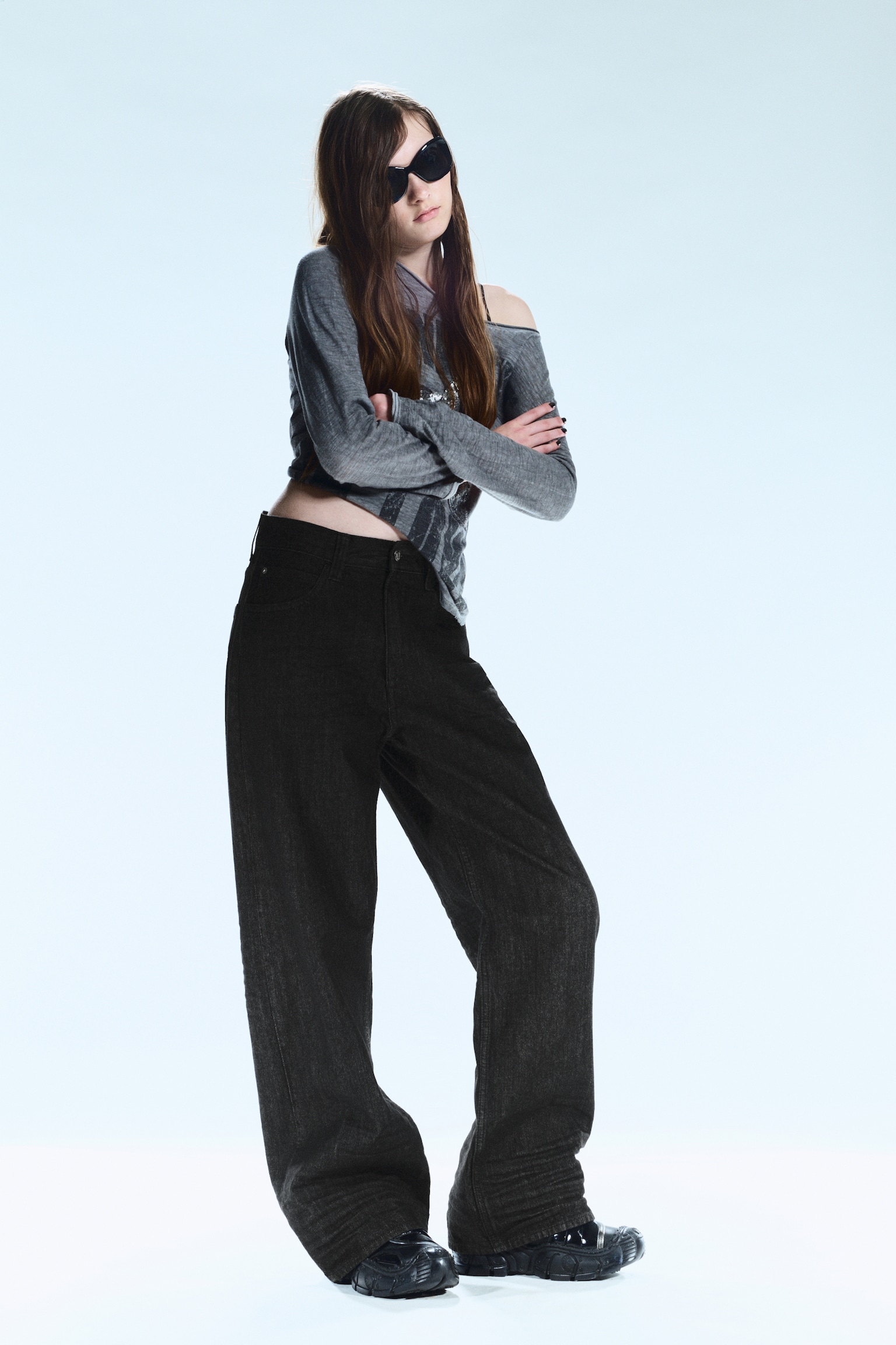 Looser Regular Waist Loose Straight Jeans - Extra Black Rinse/Extra Blue Rinse - Medium blå - 4