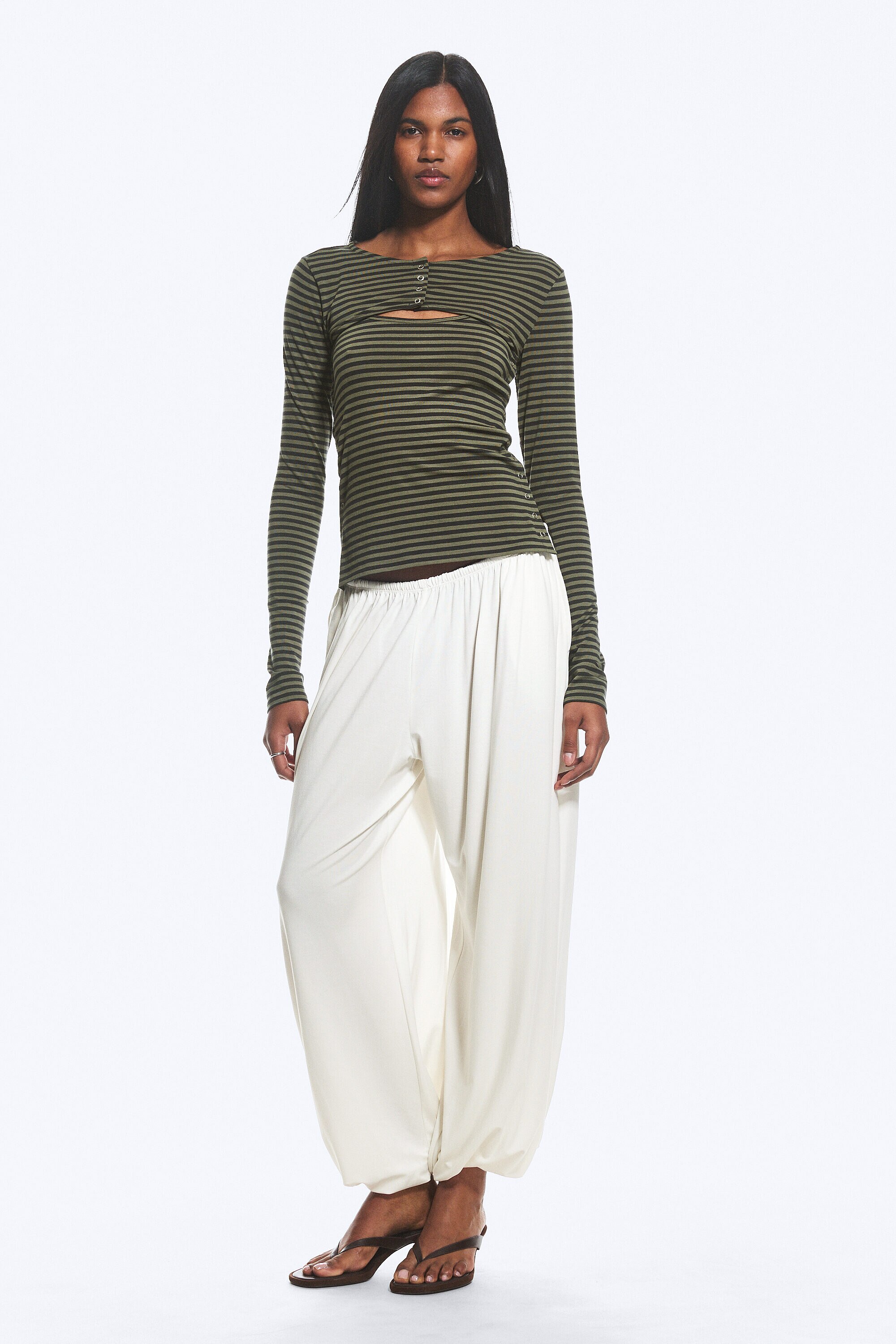 layered two-piece bolero top - Striped Blue | Weekday WW