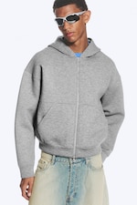 Grey Melange - Simon Scuba Zip Hoodie - 0