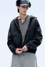 Worn Black - Heavy Loose Zip Hoodie - 0