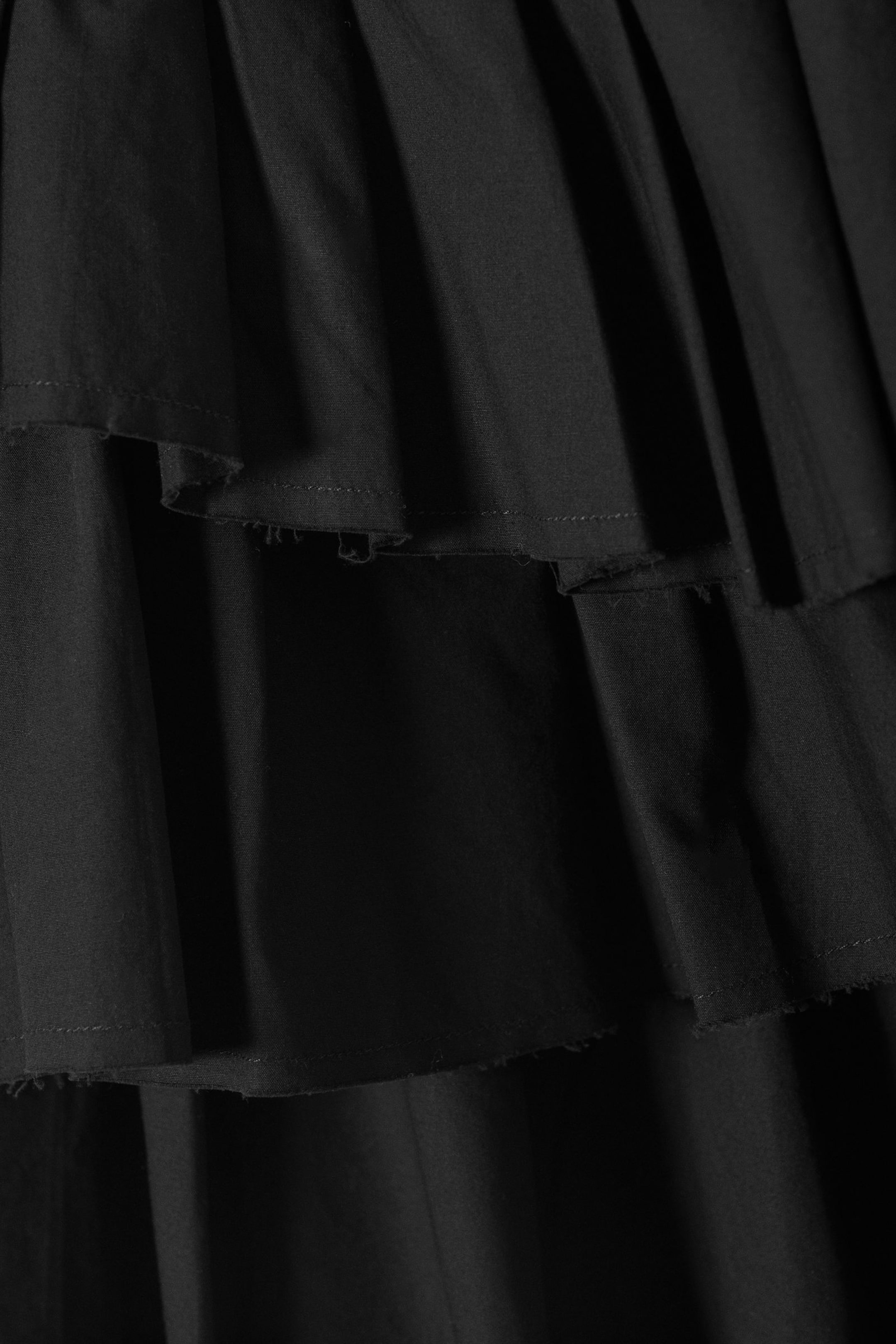 Black - Pleated Layered Mini Skirt - 4