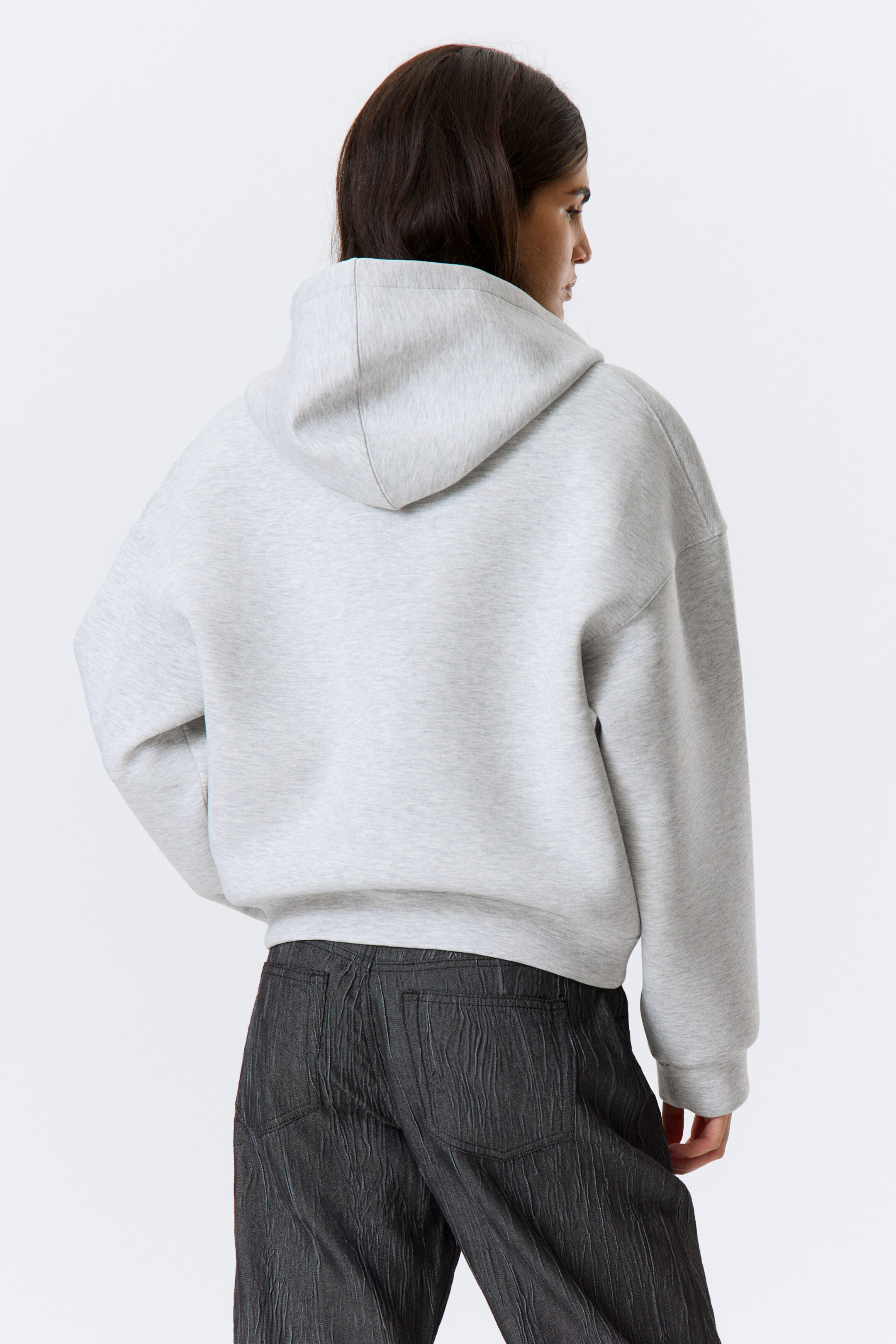 View larger image: Oversized Scuba Zip-Hoodie - Grey Melange - Ladies | H&M GB 3