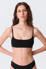 Black - Scooped Soft Cotton Bra - 0
