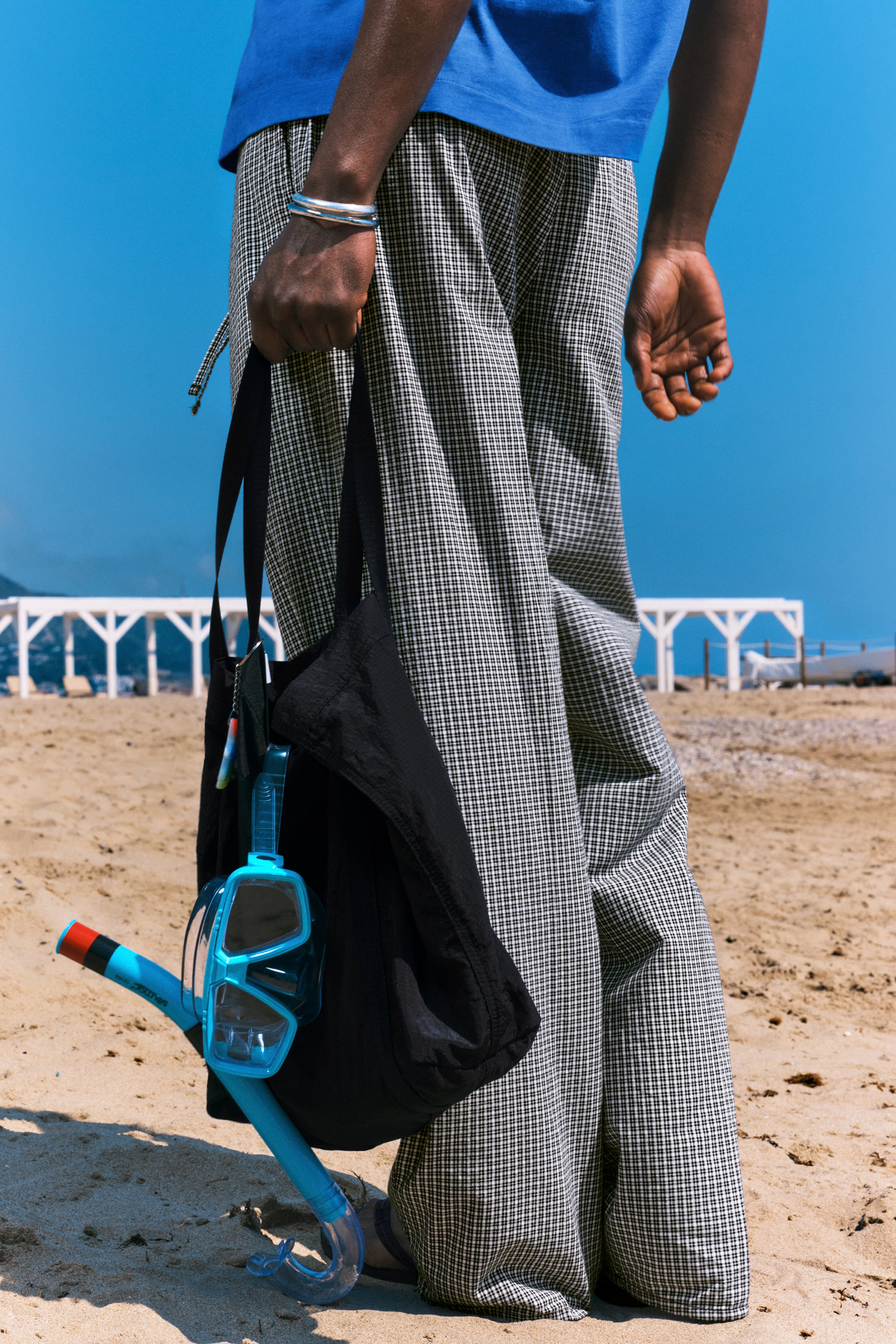 Ingrandisci l'immagine: Checked Loose Cotton Trousers - Black & White Check - UOMO | H&M CH 3