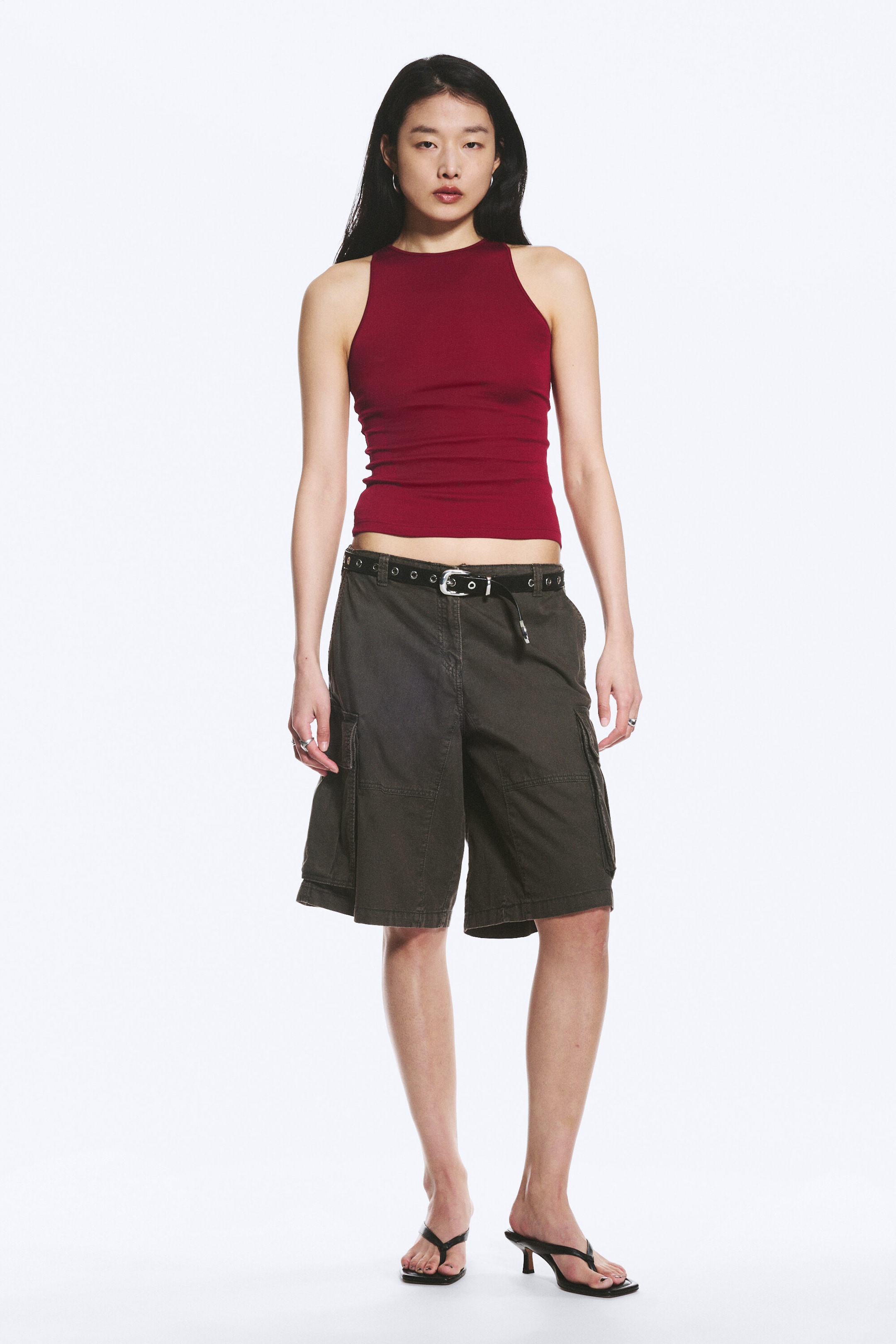 Red - Fitted Cotton Jersey Tank Top - 2