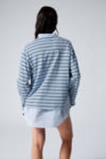 Striped Light Blue - Boxy Fit Long-Sleeved Striped T-shirt - 2