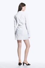 Rayures bleues - Mini-robe chemise asymétrique manches longues - 3