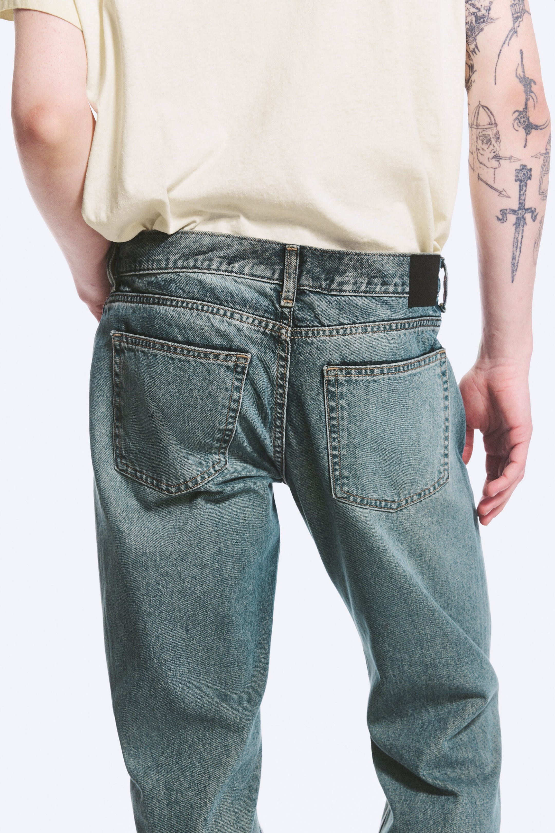 Grid Blue – lyseblå - Sky normal bootcut-jeans med lavt liv - 3