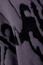 Dark Lilac - Oversized Hairy Graphic Knitted Sweater - 1