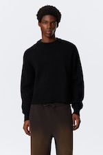 Black - Relaxed Boxy Knitted Sweater - 0