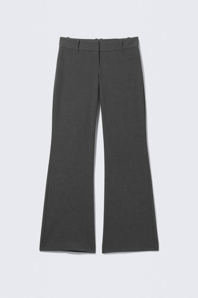 Low-Rise Flared Suiting Trousers - Dark Grey Melange/Pinstriped Black/Black - 1