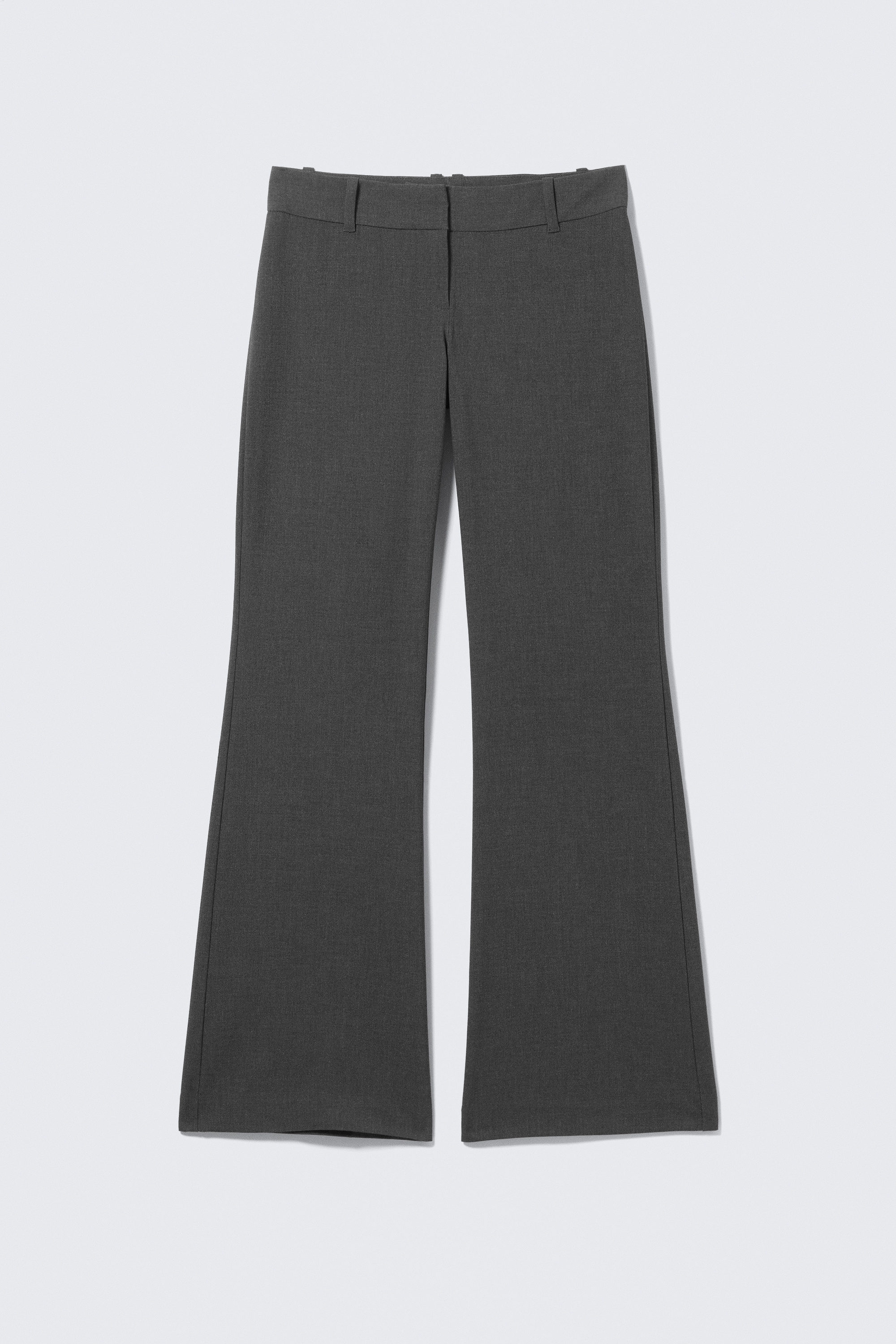 Dark Grey Melange - Low-Rise Flared Suiting Trousers - 1