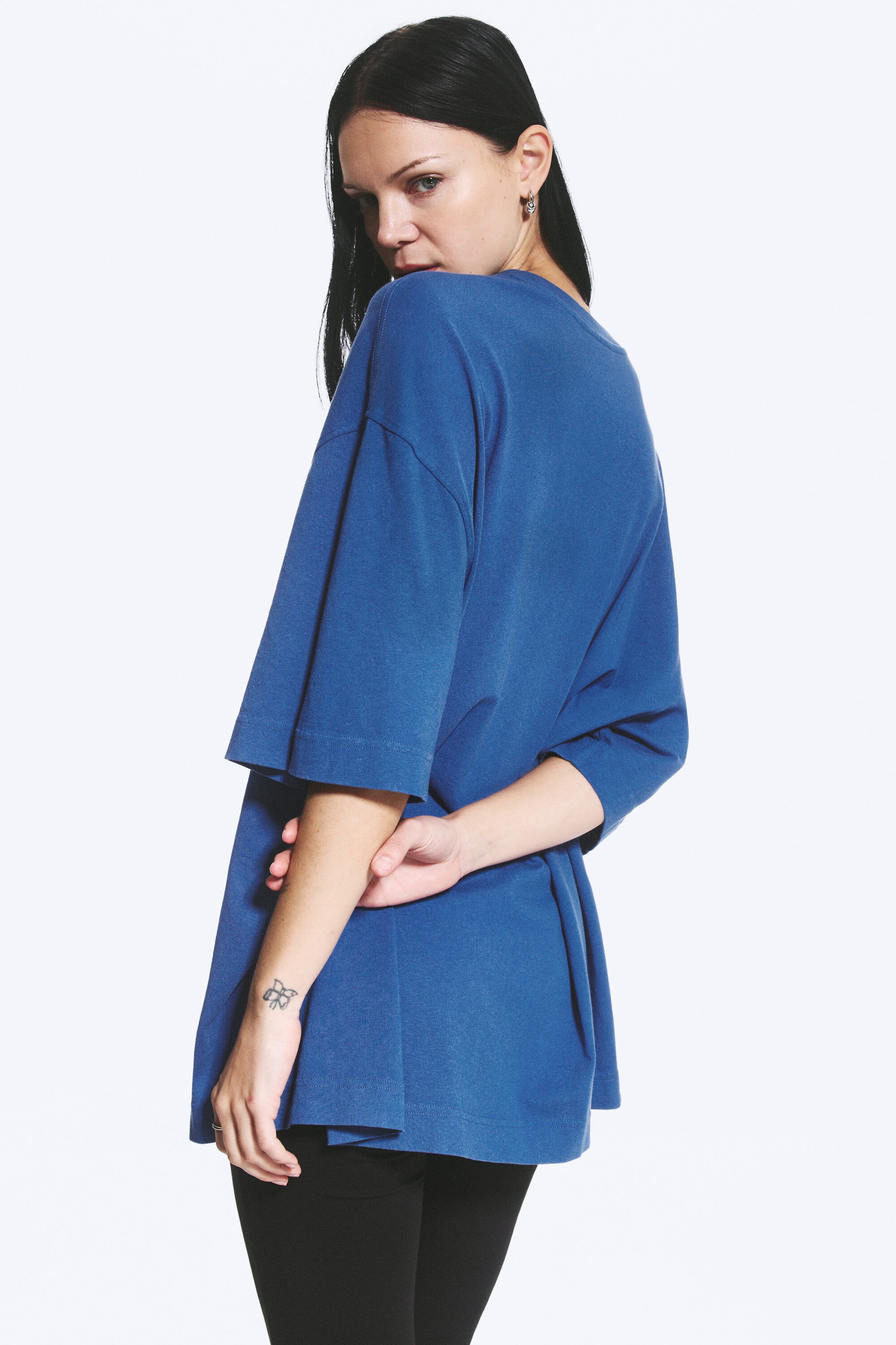 Blau - Oversized T-Shirt mit Print - 3