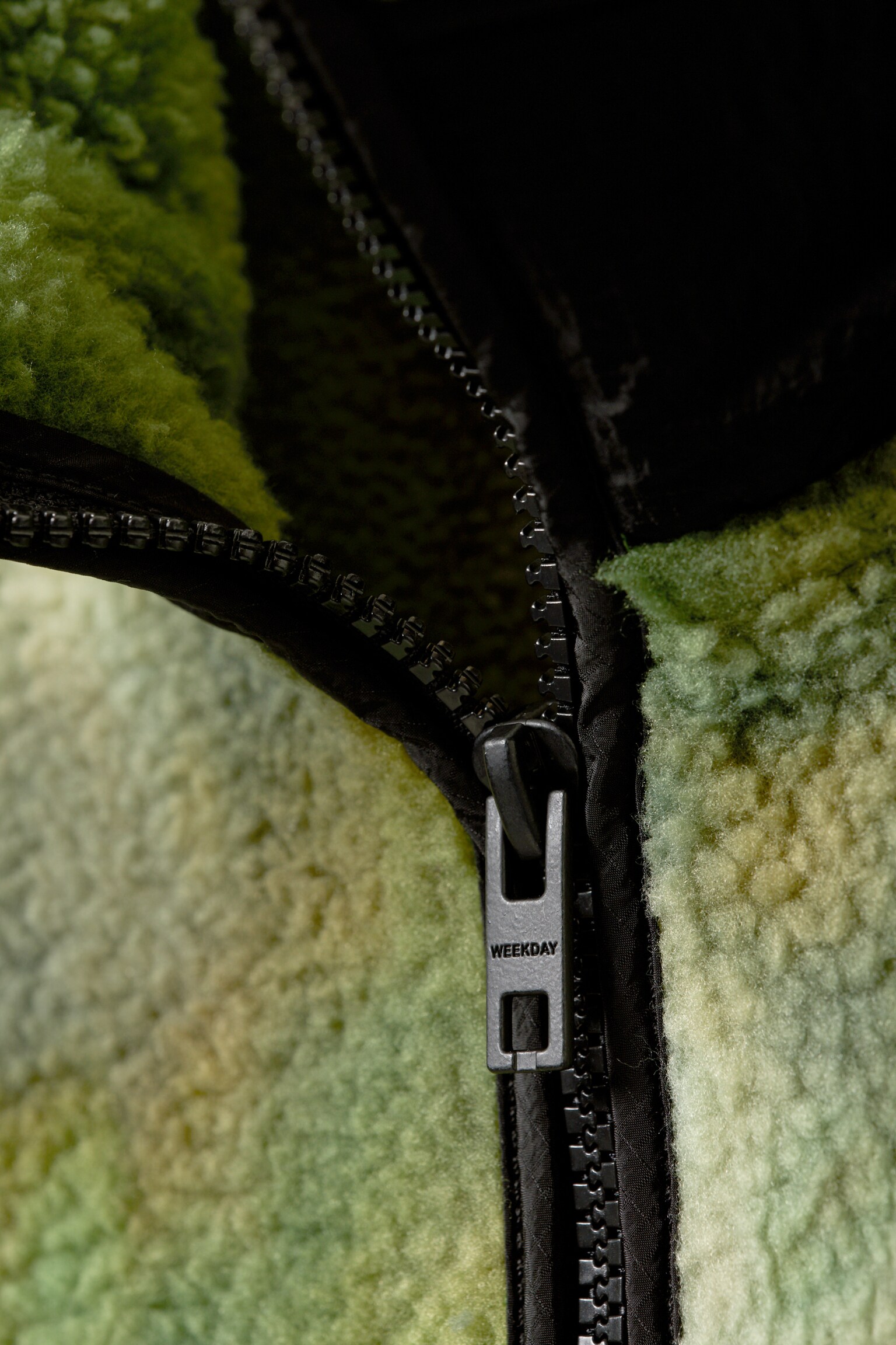 Loose Fit Zip Fleece Jacket - Marbled Green/Black - 5