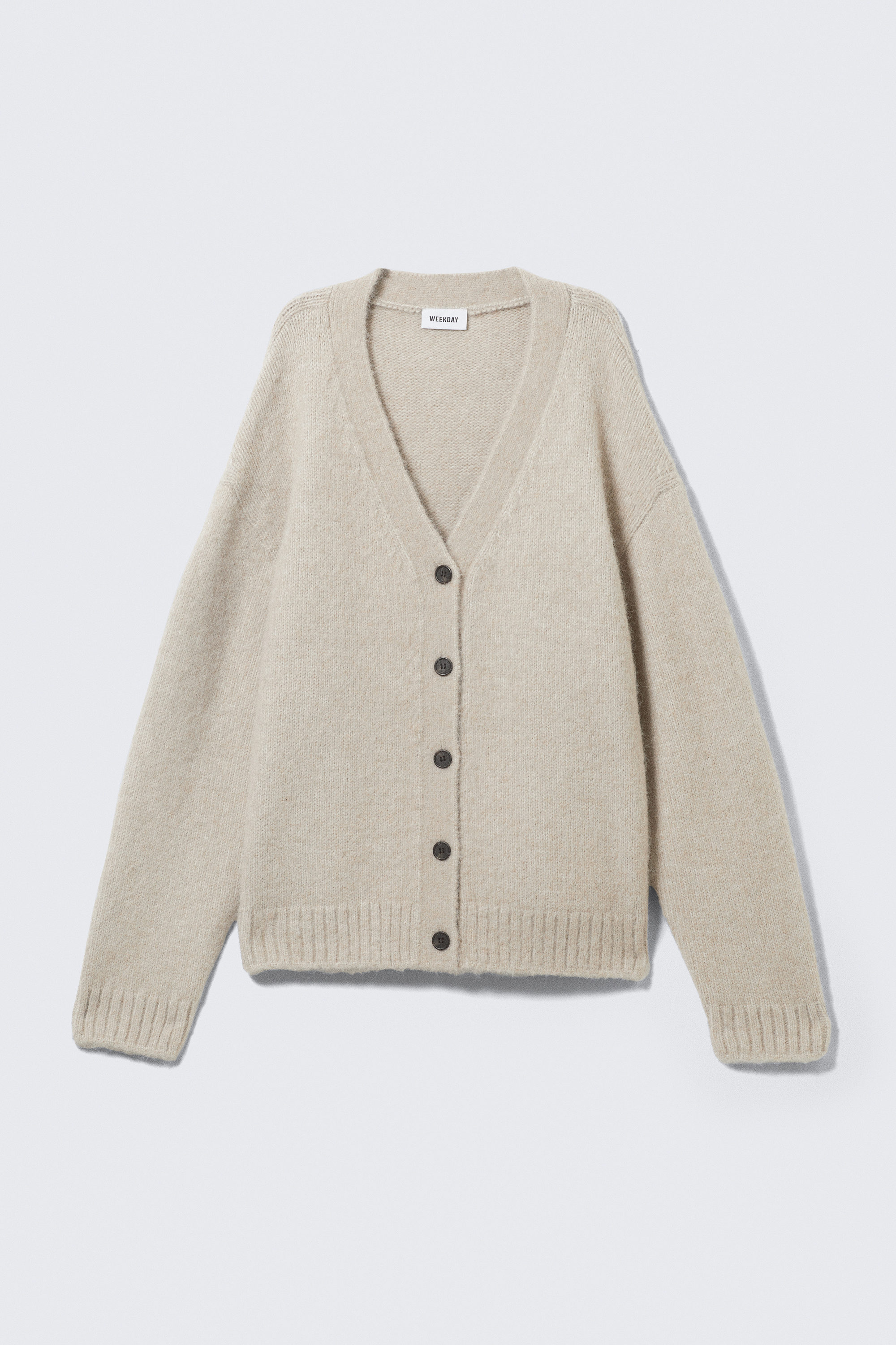 #AE9F8E - Stickad Enkelknäppt Cardigan - 1