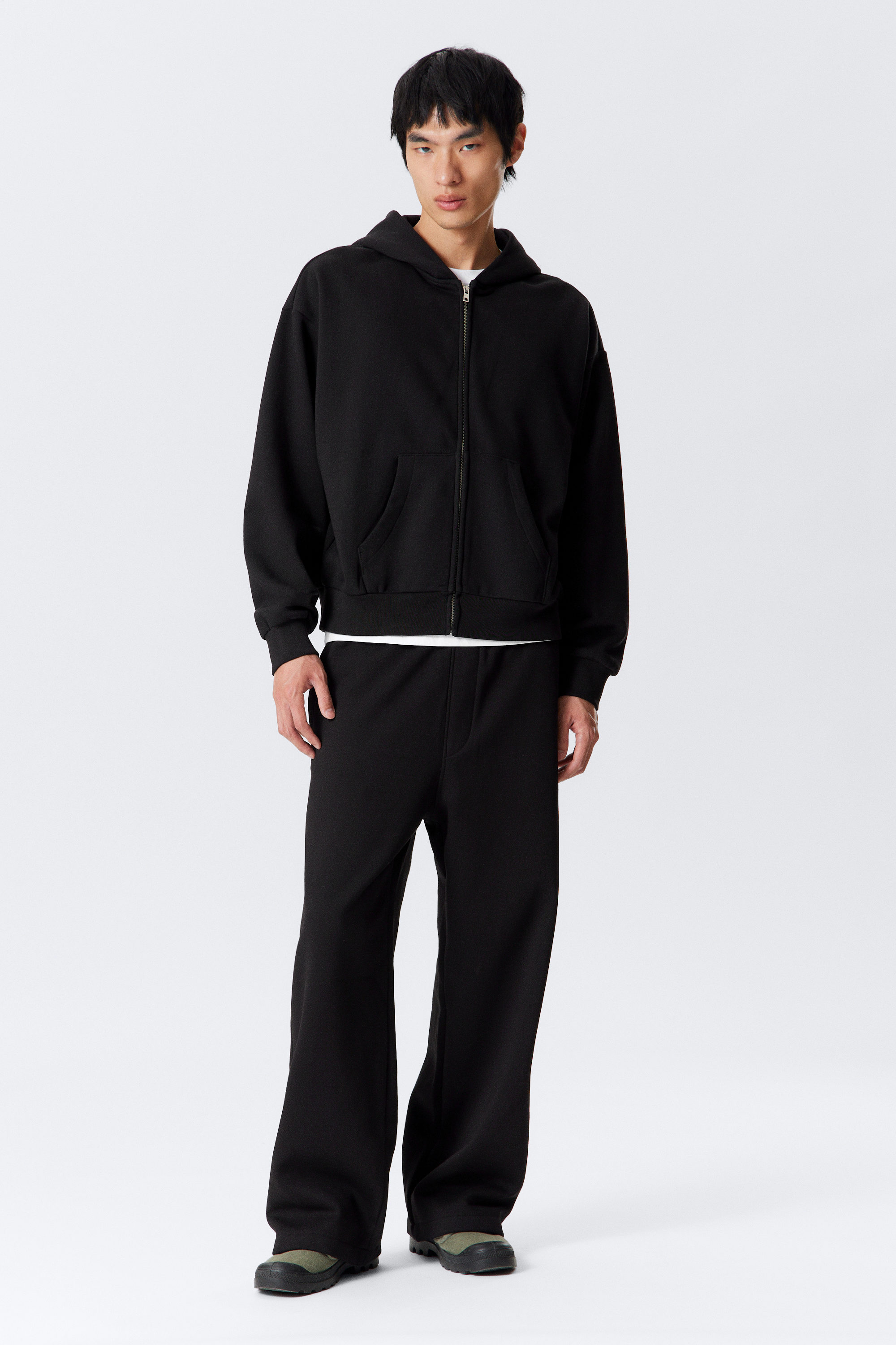 Black - Loose Fit Zip Hoodie - 2