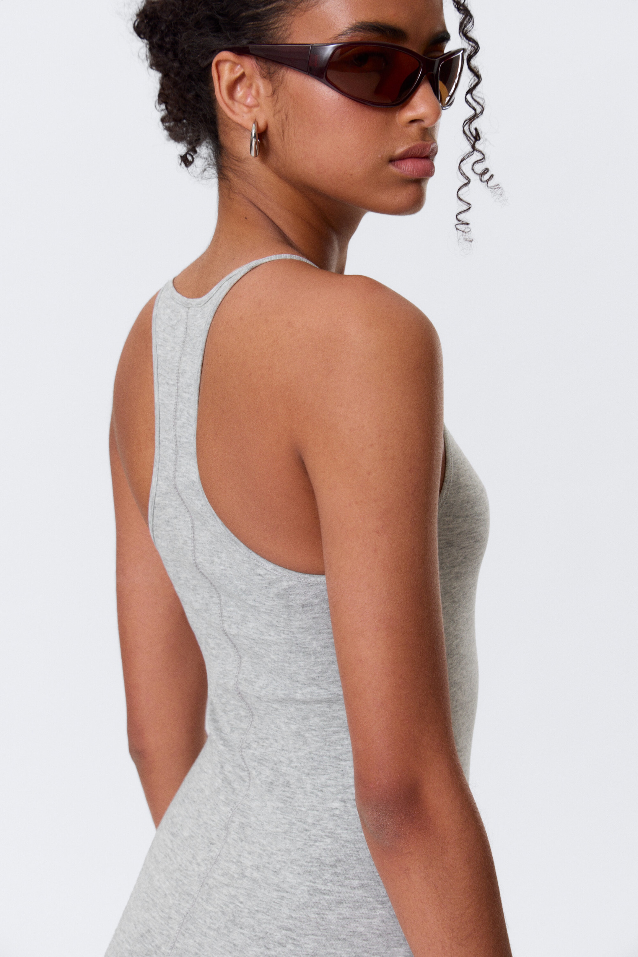 Grey Melange - Racerback Jersey Maxi Dress - 2