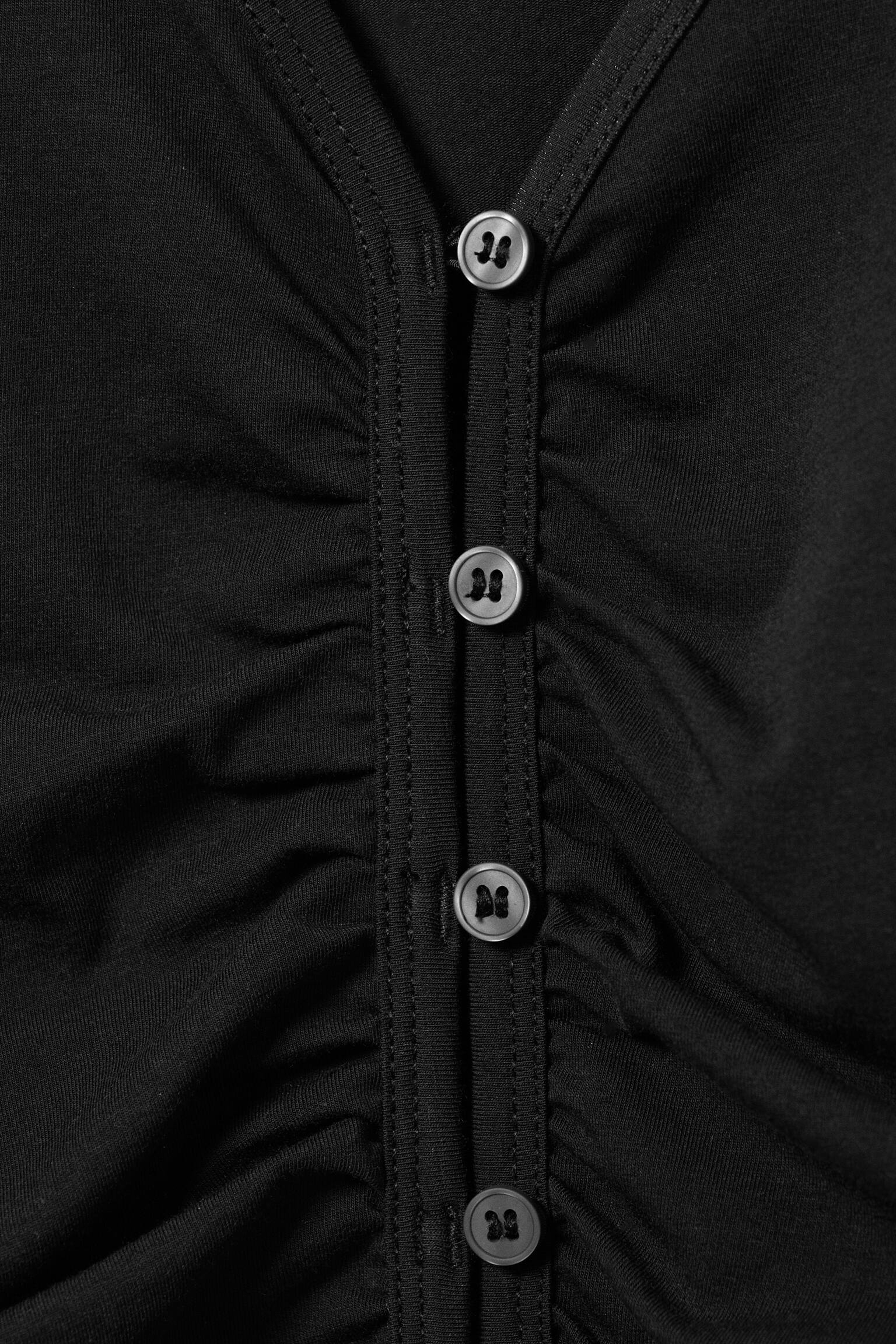 CARDIGAN À COL V FRONCÉ BELLE B - Noir/Mélange gris clair/Blanc/Rose - 4