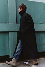 Black - Herringbone - Oversized Wool-Blend Car Coat - 0