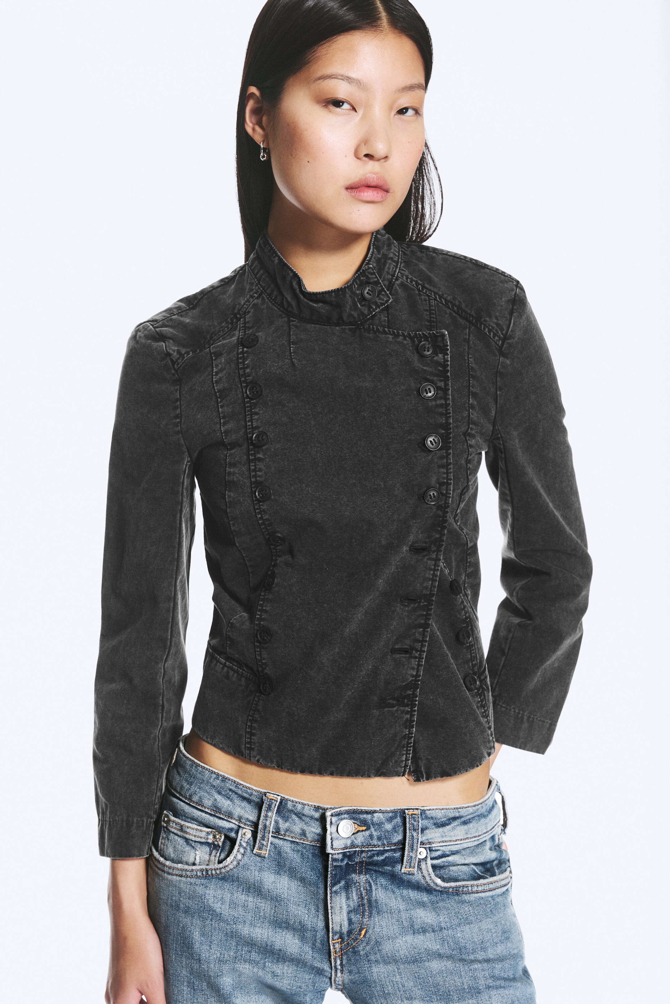 Washed Black – Zwart - Double-breasted topjack - 1