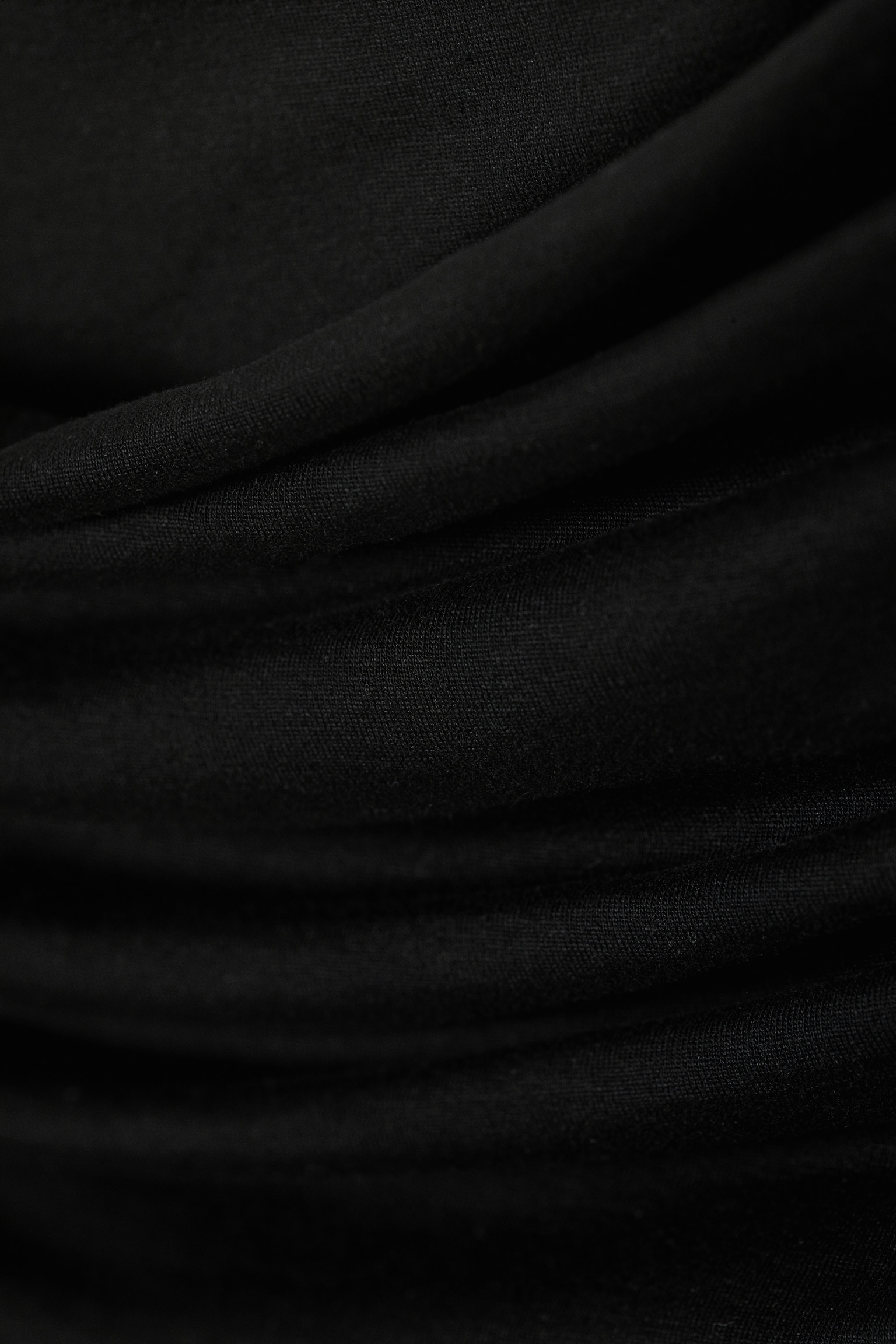 Draped Drawstring Maxi Skirt - Black/Grey Melange - 5