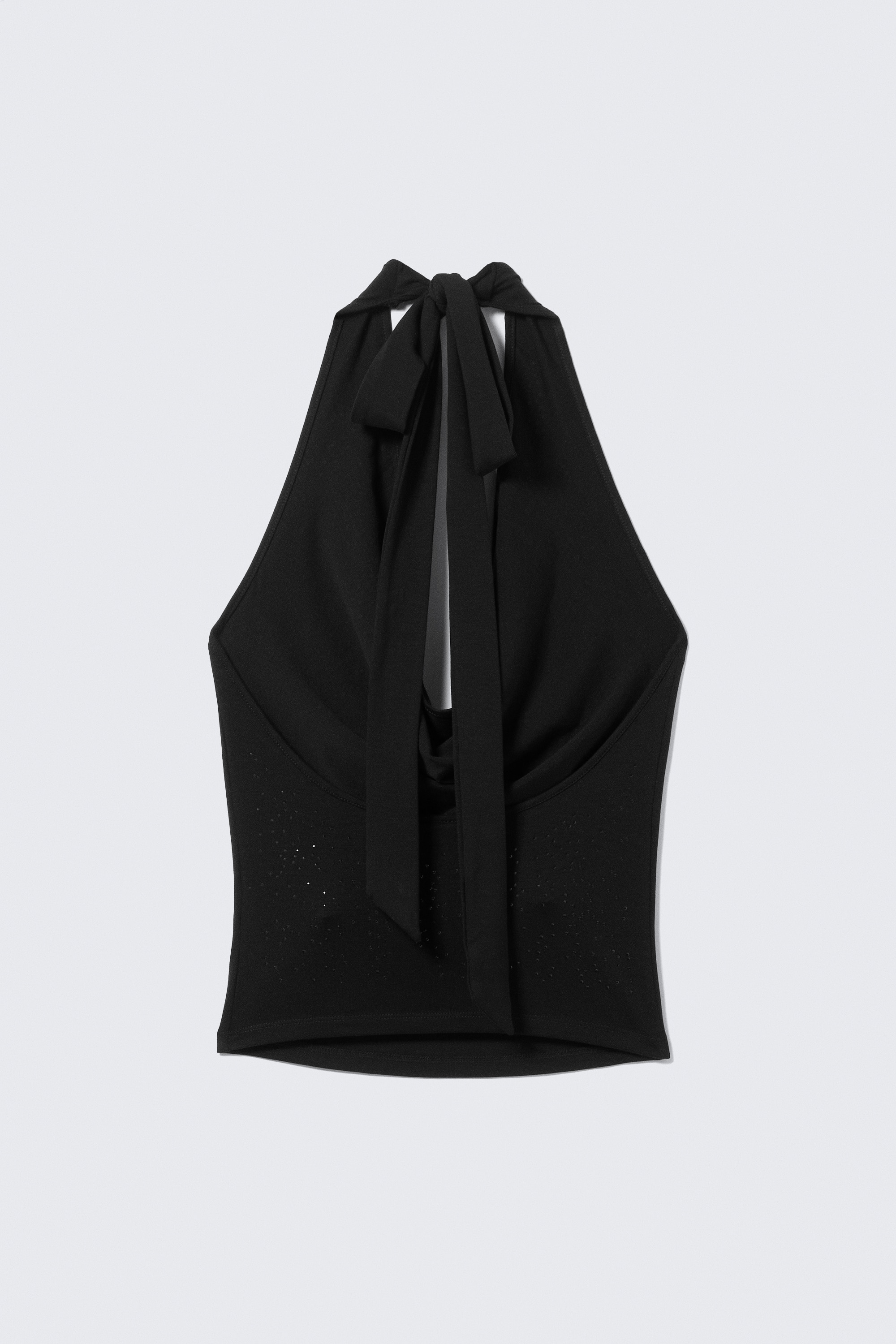 Draped Rhinestone Waterfall Top - Black