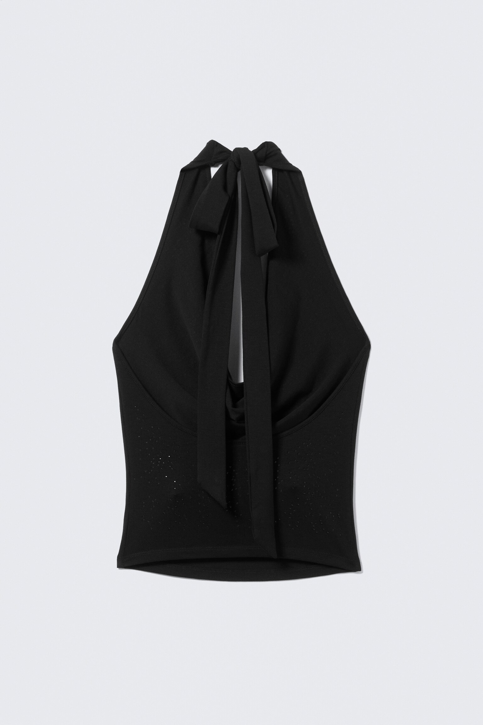 Draped Rhinestone Waterfall Top - Black - 2