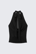 Black - Draped Rhinestone Waterfall Top - 4