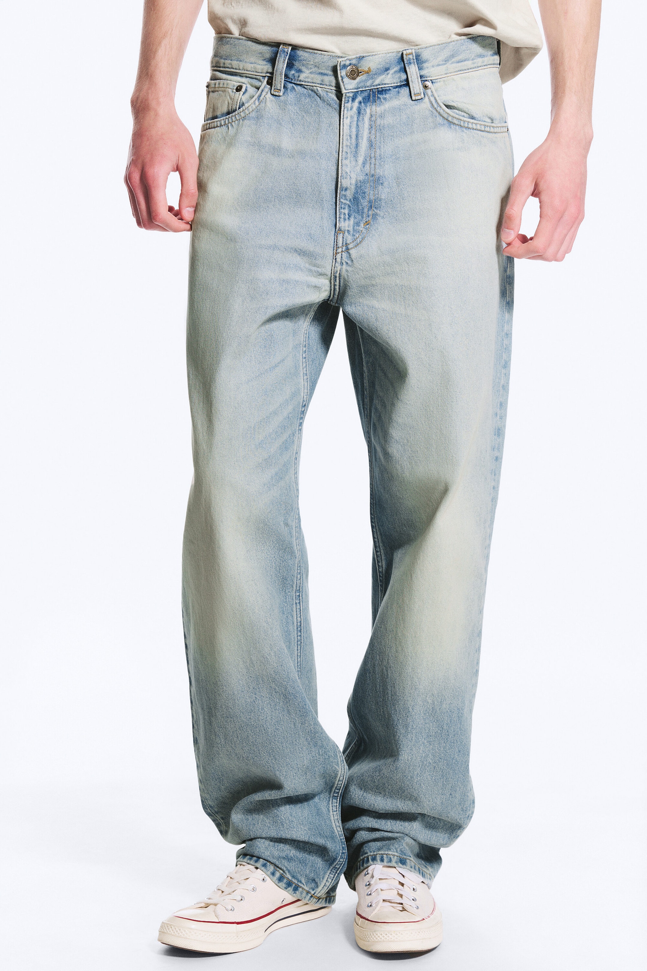 Port Blue - Light Blue - Galaxy Mid Rise Loose Straight Jeans - 3