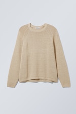 Beige - Relaxed Raglan-Sleeved Knitted Sweater - 0