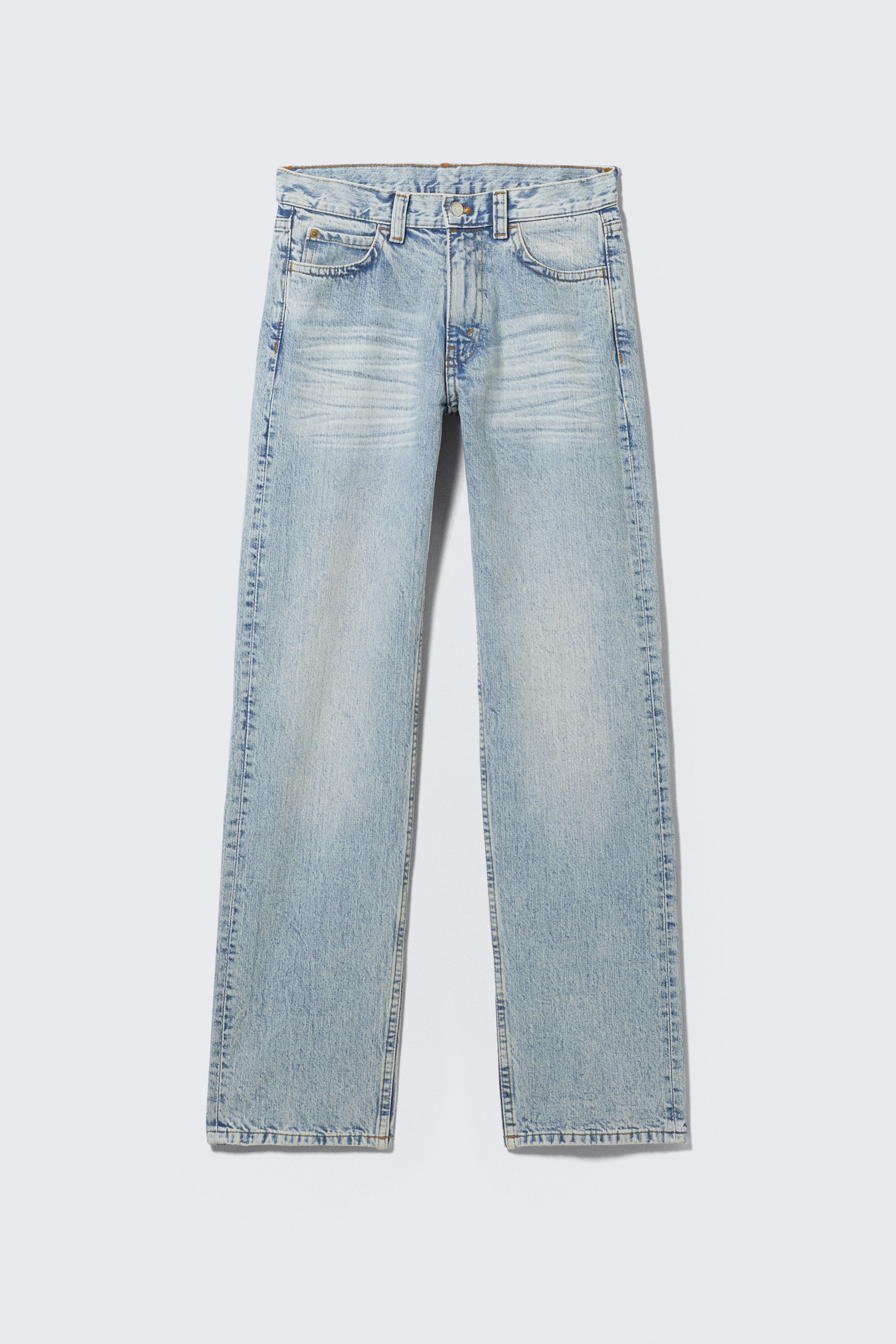 Light Blue - Anti Unisex Low Waist Regular Straight Jeans - 2