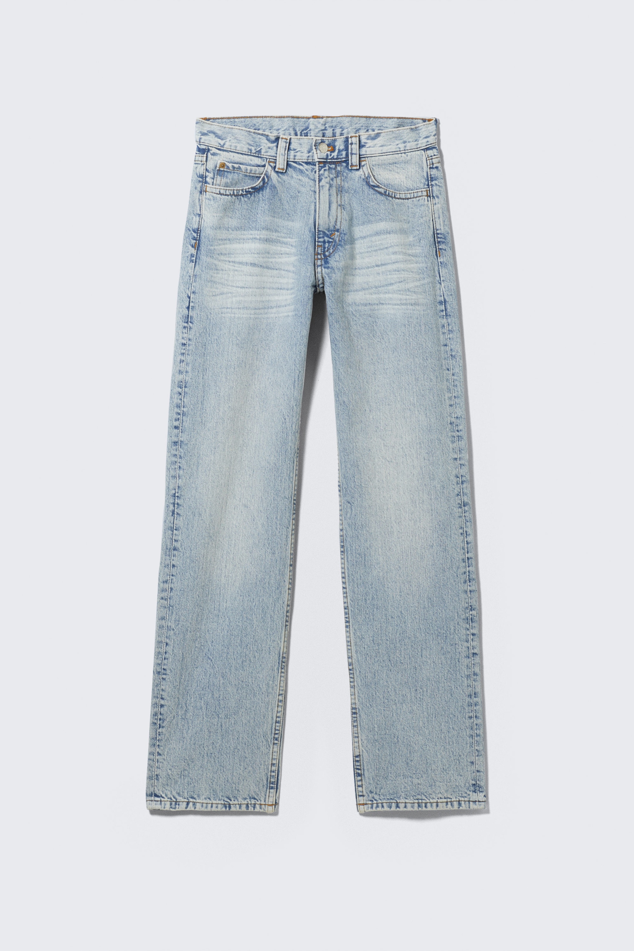 Light Blue - Anti Unisex Low Waist Regular Straight Jeans - 1