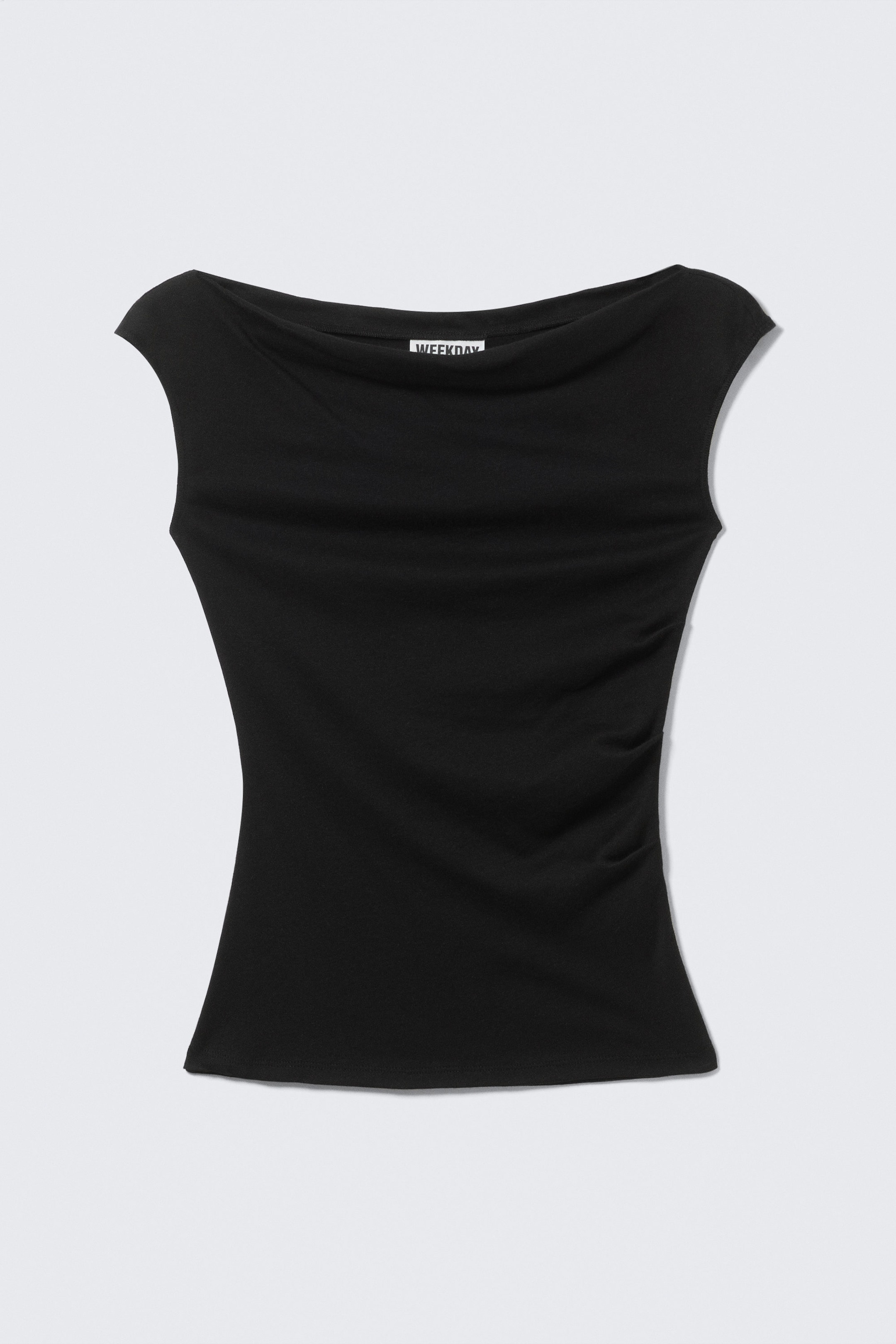 Zwart - Katoenen top met brede schouders - 3