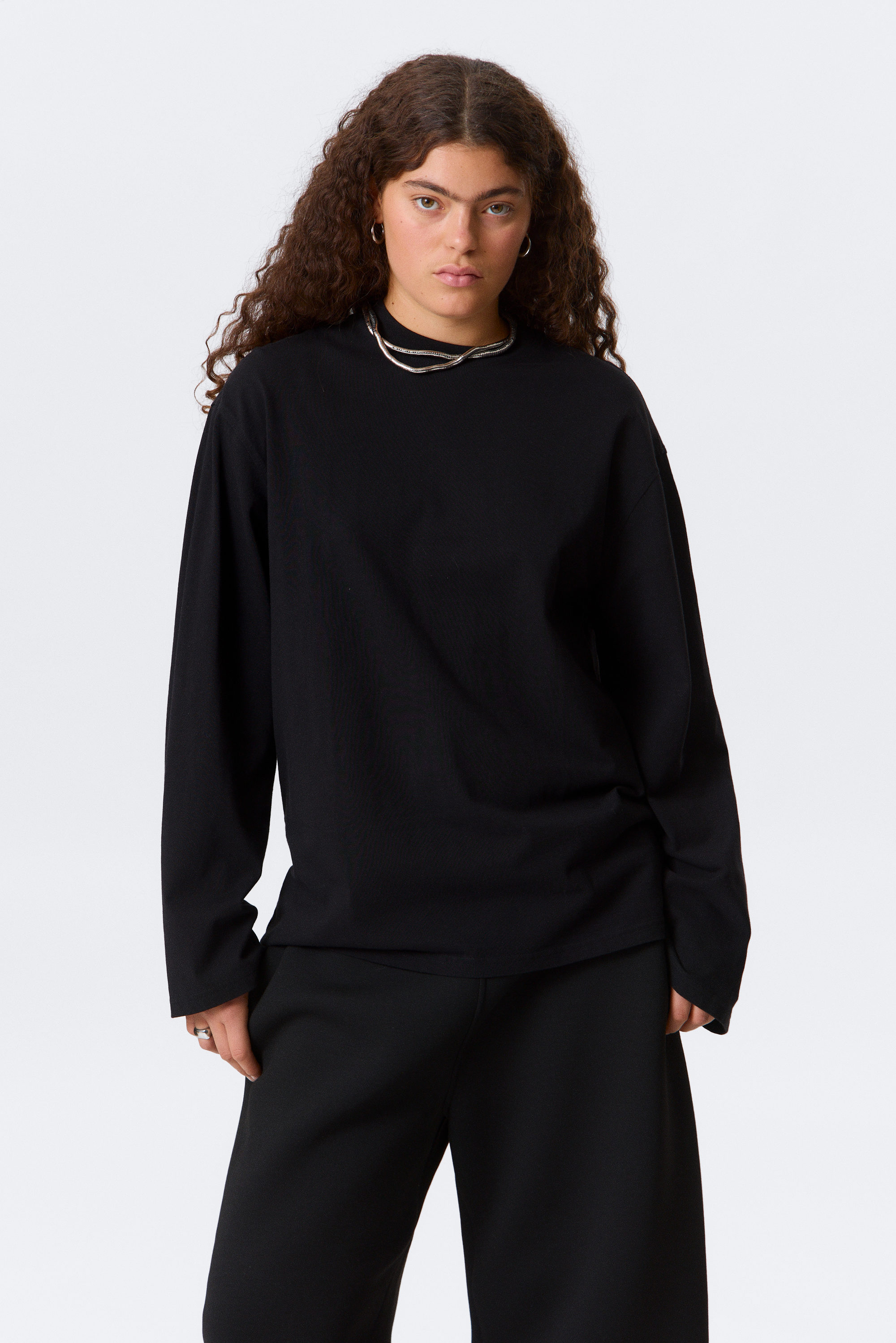 Black - Oversized Long Sleeve T-shirt - 2