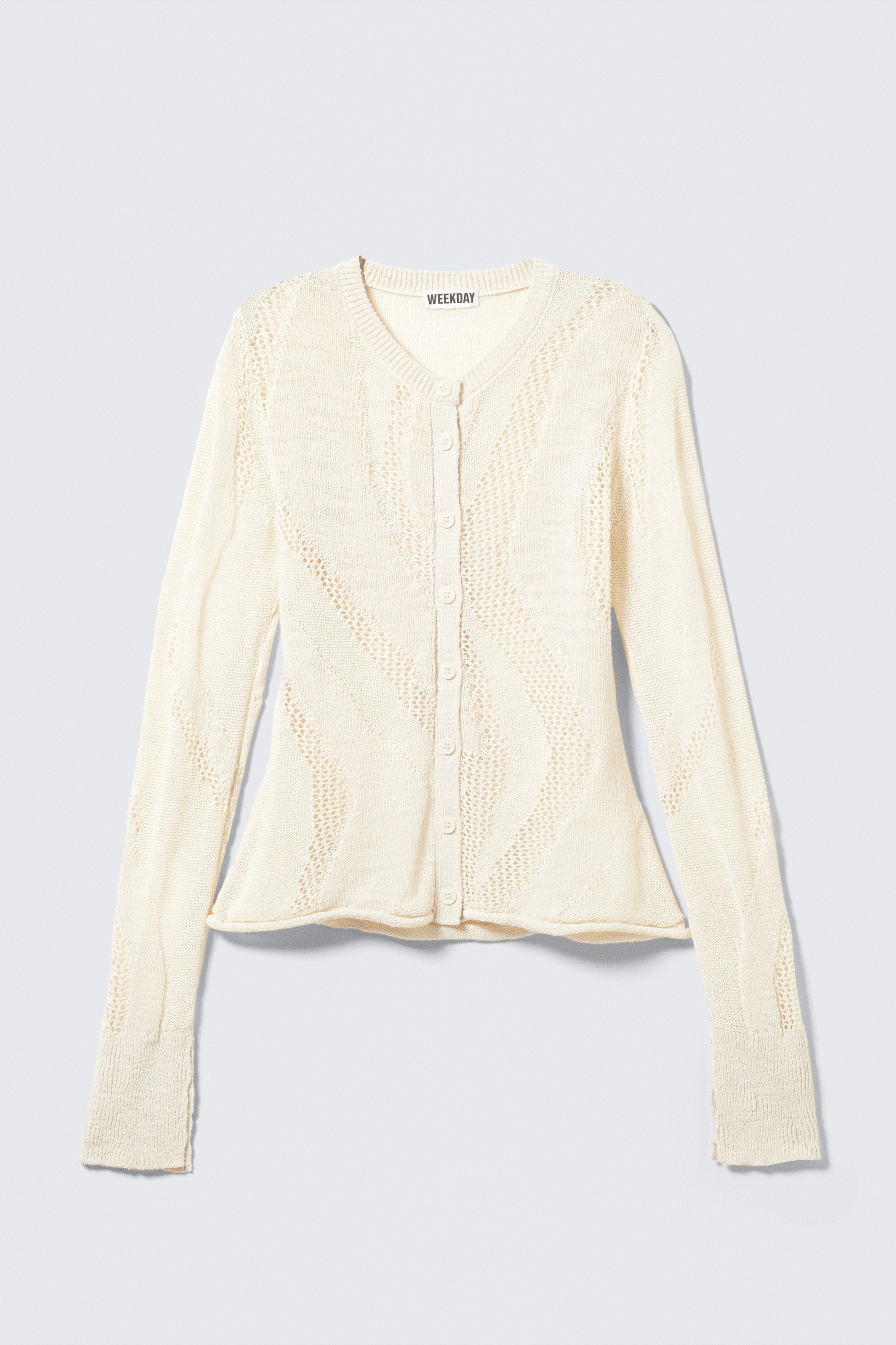 Zobacz większy obraz: Kardigan o splocie strukturalnym Slim Fit - Złamana biel - ONA | H&M PL 5