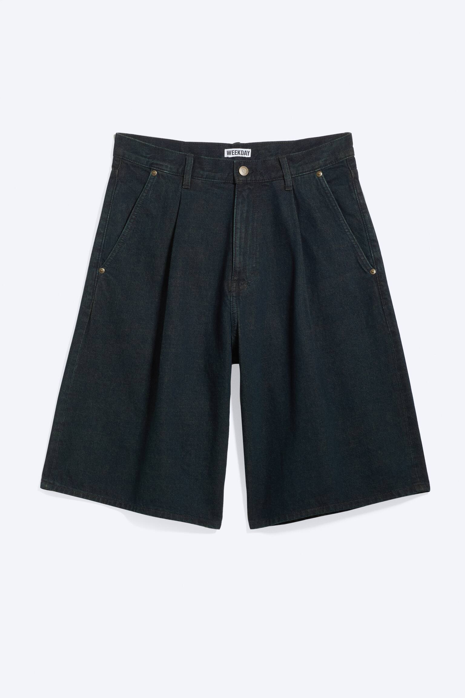 Baggy-Denimshorts mit Bundfalten-Emerald Rinse - Dunkelblau - 2