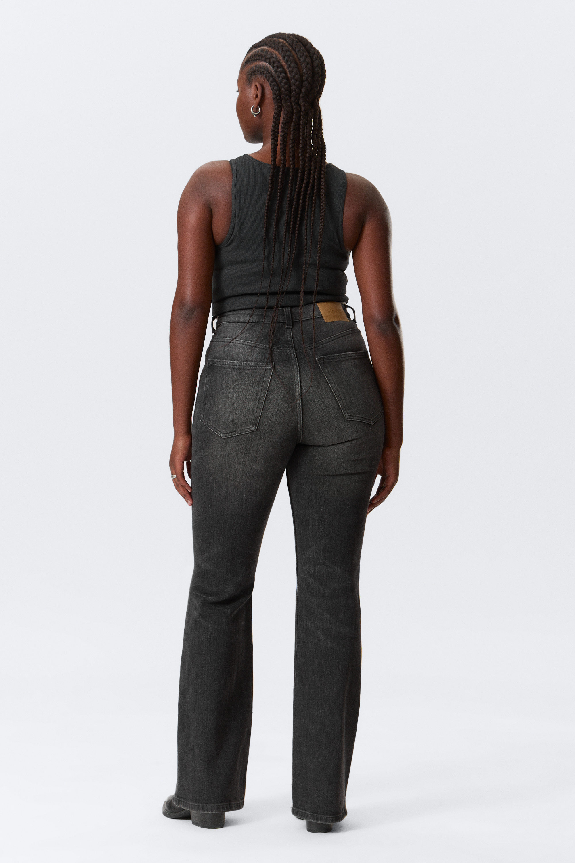 Black Web - Svart - Glow Curve High Waist Regular Flared Leg Jeans - 3