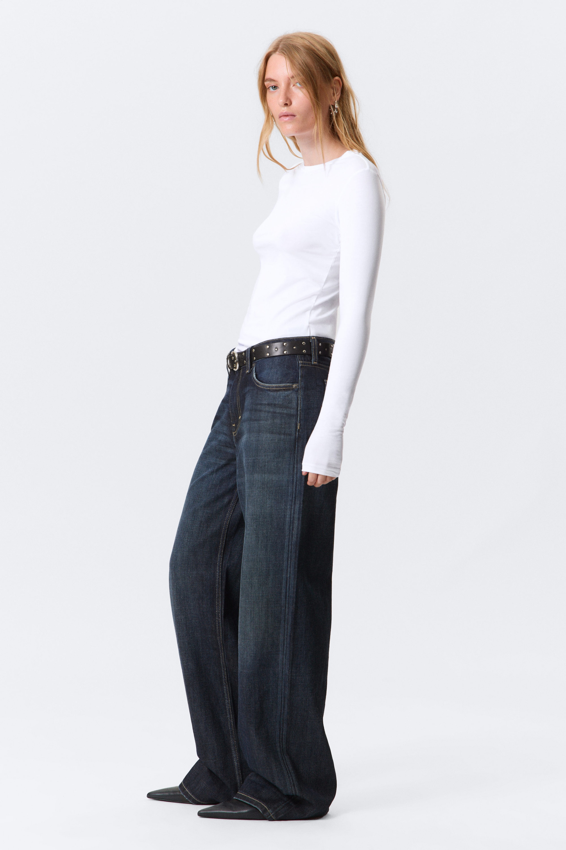 Deep Ocean Blue - Dunkelblau - Ample Low Waist Loose Wide Leg Jeans - 2