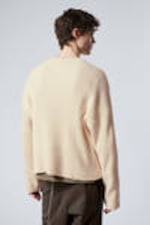 Dusty White - Loose Ribbed Cotton Sweater - 3