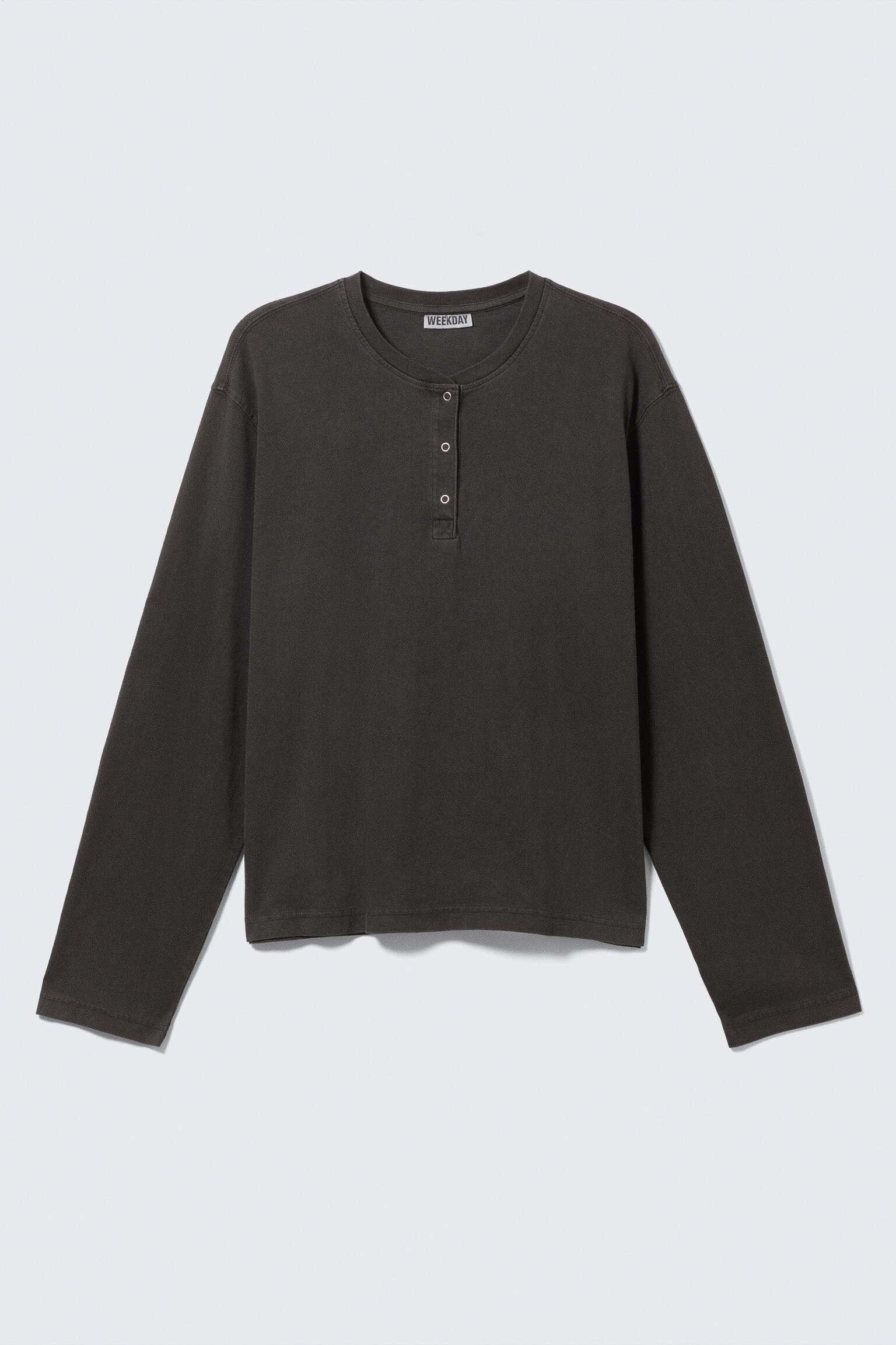 Boxig långärmad henley-t-shirt - Mörkgrå - 2