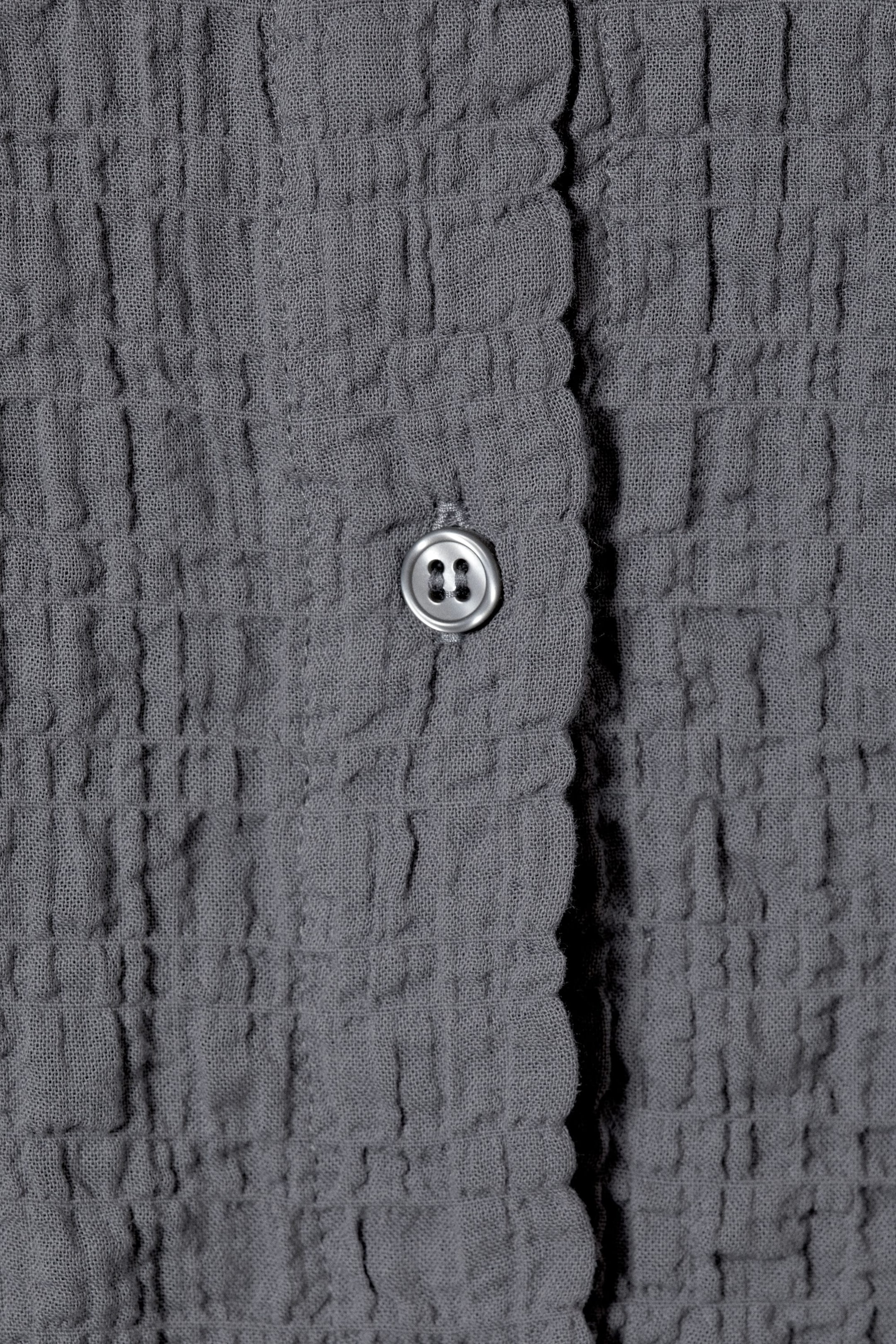 Dark Grey - Regular Crinkle Shirt - 1