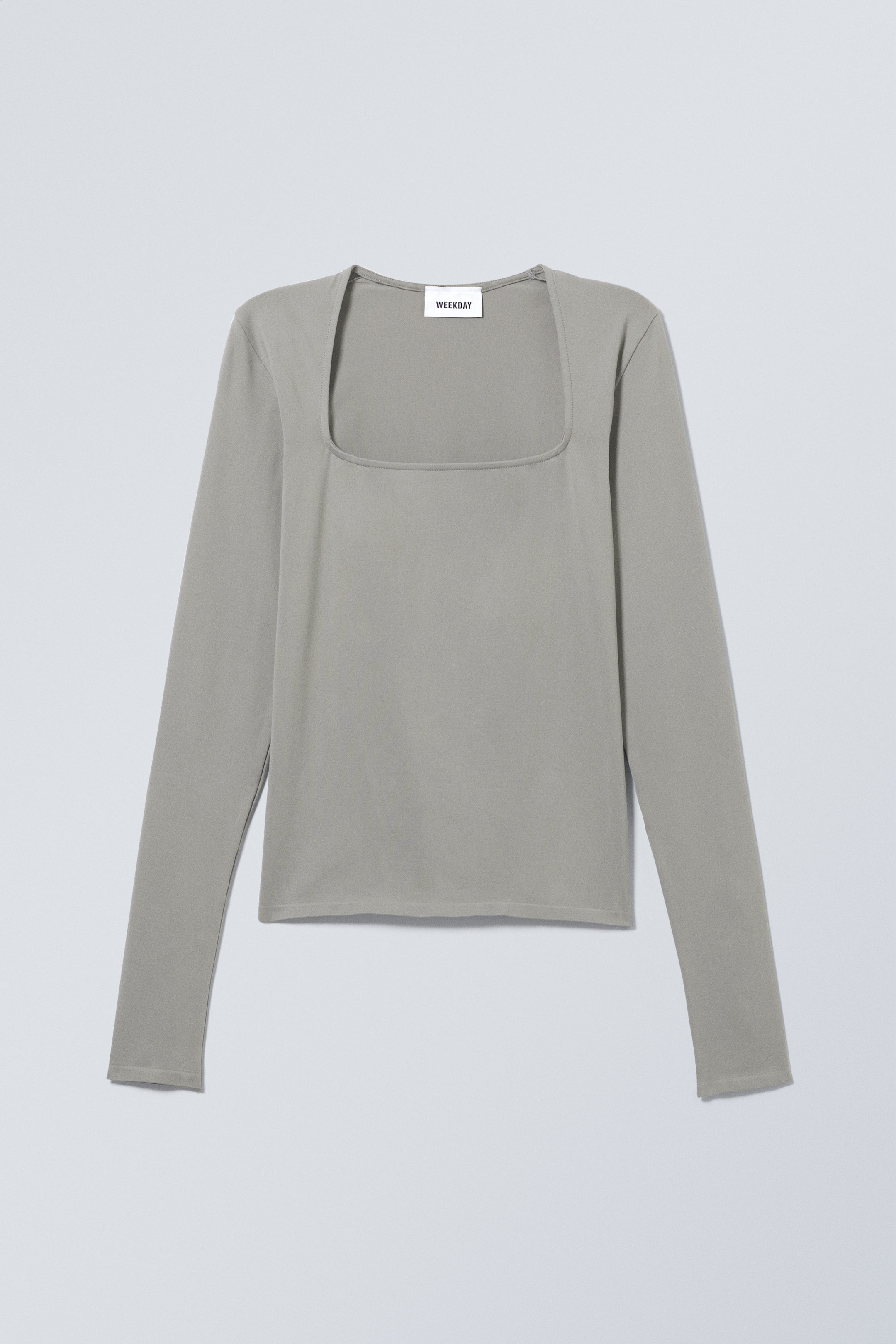 Dusty Grey - Square Neck Longsleeve Top - 0