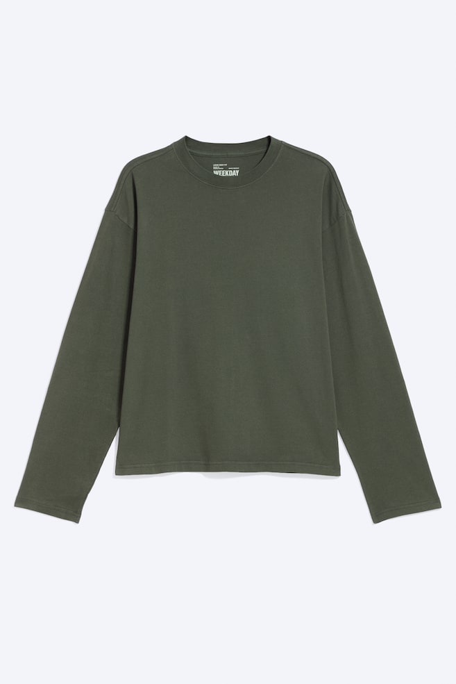 T-shirt a maniche lunghe Loose Boxy - Verde scuro/Righe blu e bianche/Bianco e blu navy a righe/Nero/Verde/bianco a righe/Bianco/Marrone scuro/Azzurro/Viola Polveroso/Marrone scuro a righe/Azzurro polvere/Righe bianche e grigie/Bianco - Marrone a righe/Bianco – Riga verde/Blu navy scuro - 1