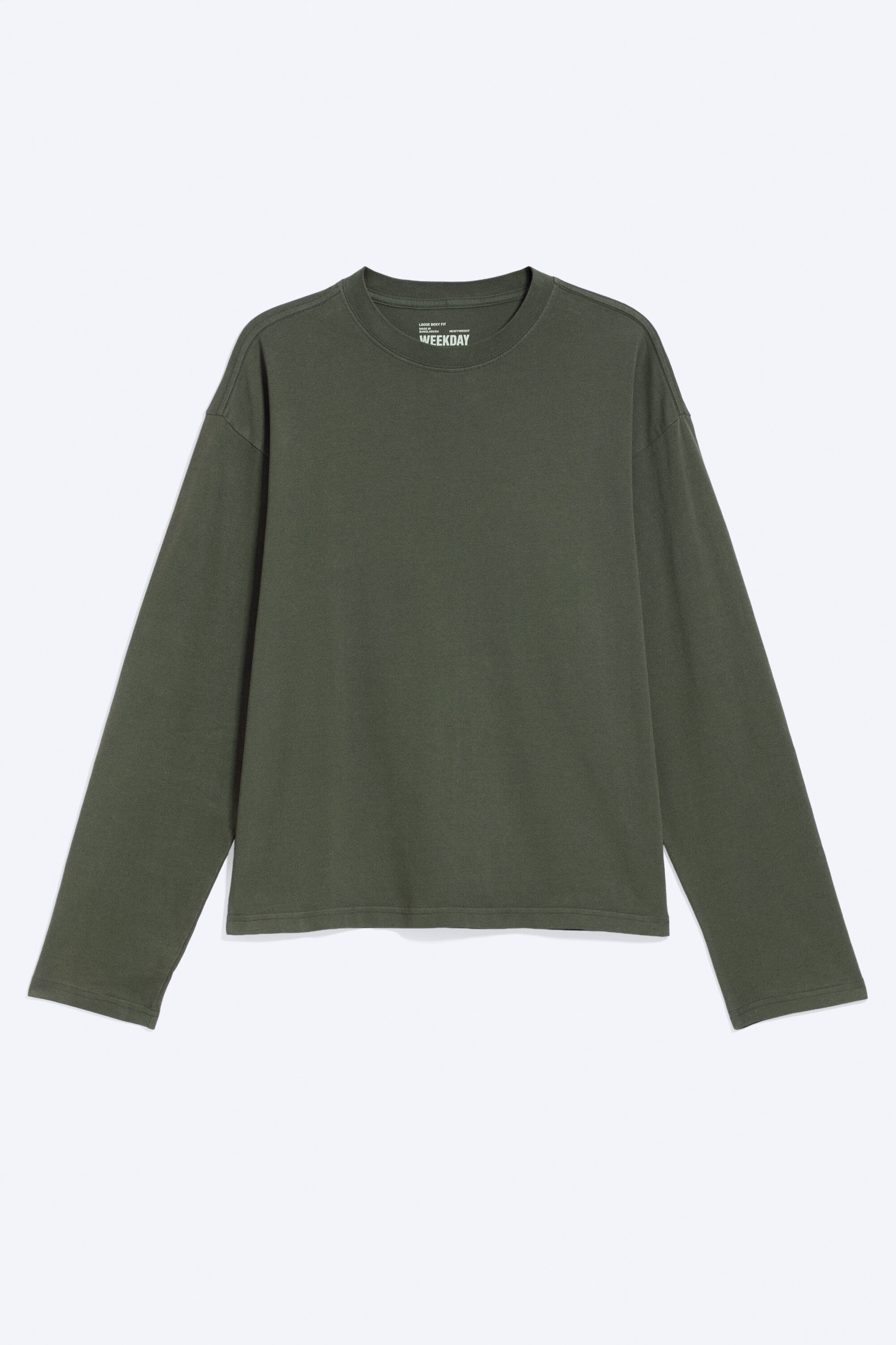 Mörkgrön - Långärmad T-shirt med lös boxig passform - 3